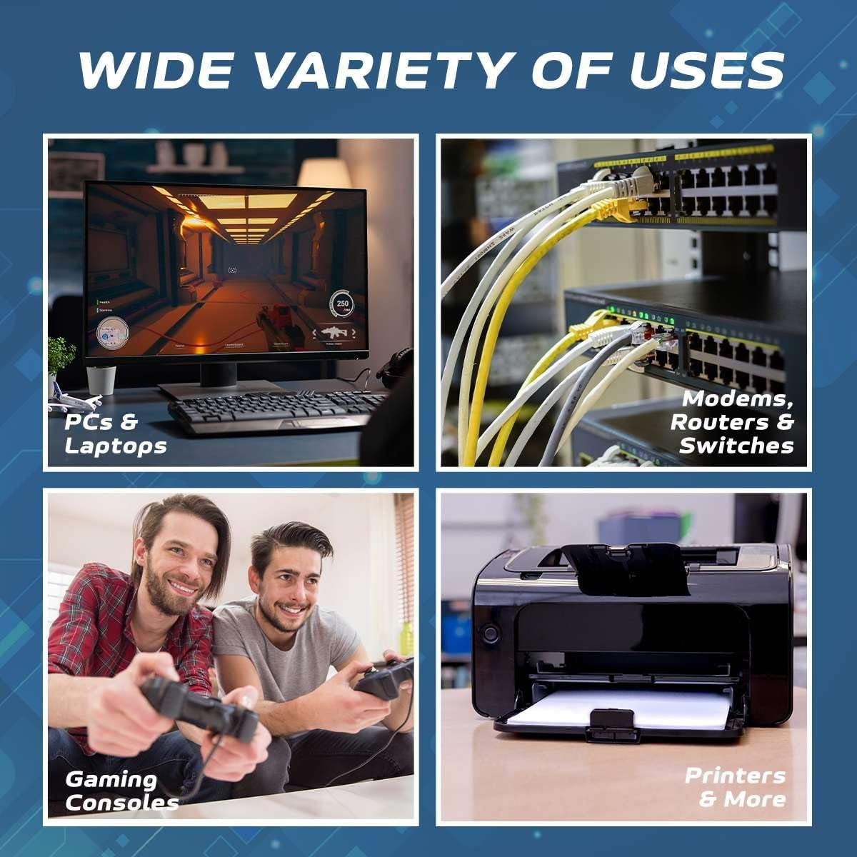 Cables Direct Online 100FT Cat5E Network Ethernet Patch Cable, 350MHz, Compatible with PC, Laptop, Modem, Router, TVs, Printer, and Gaming Consoles for Home and Office, Black