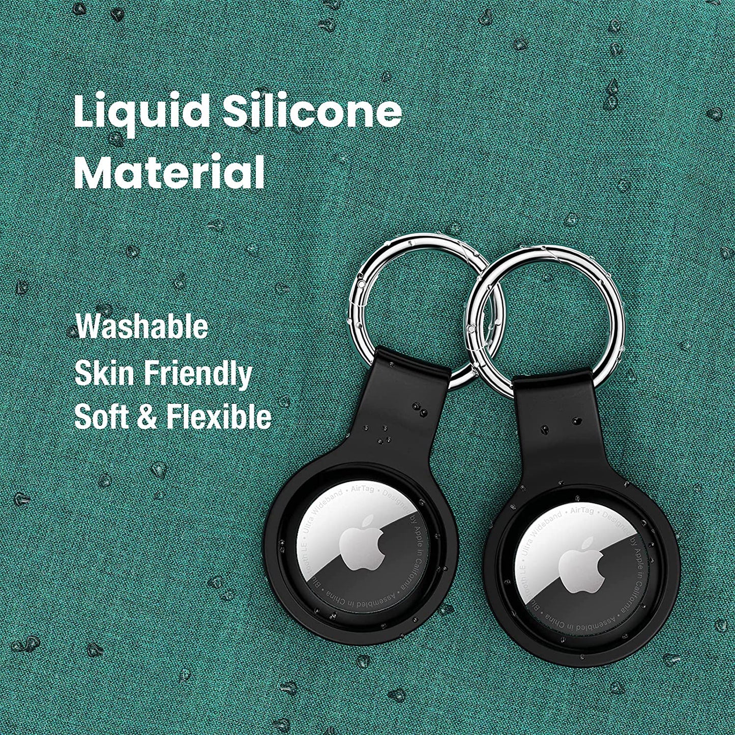 Silicone Protective Cover Case for Airtag 2021 - 4 Pack, Compatible Keychain Holder Tracker Finder in Black