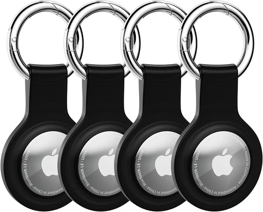 Silicone Protective Cover Case for Airtag 2021 - 4 Pack, Compatible Keychain Holder Tracker Finder in Black