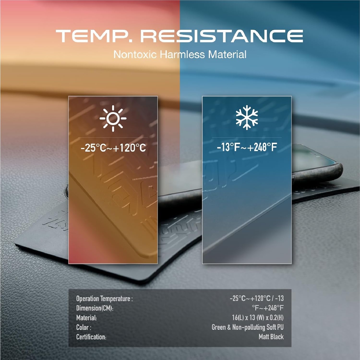 JIMISHA Non-Slip Car Dashboard Mat, Anti-Slide Gel Pad for Securely Holding Radar Detectors, Mobile Phones, Keys, GPS Devices, and Coins - 6.3 x 5.1 Inches (Set of 2)