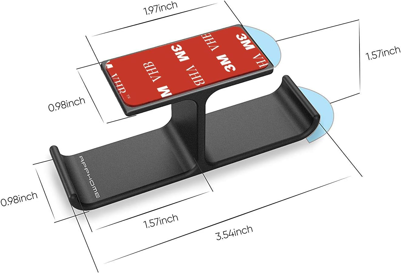 Aluminum Under-Desk Headphone Hanger with Adhesive Hook - Dual Headset Holder for PC Gaming and All Headphones