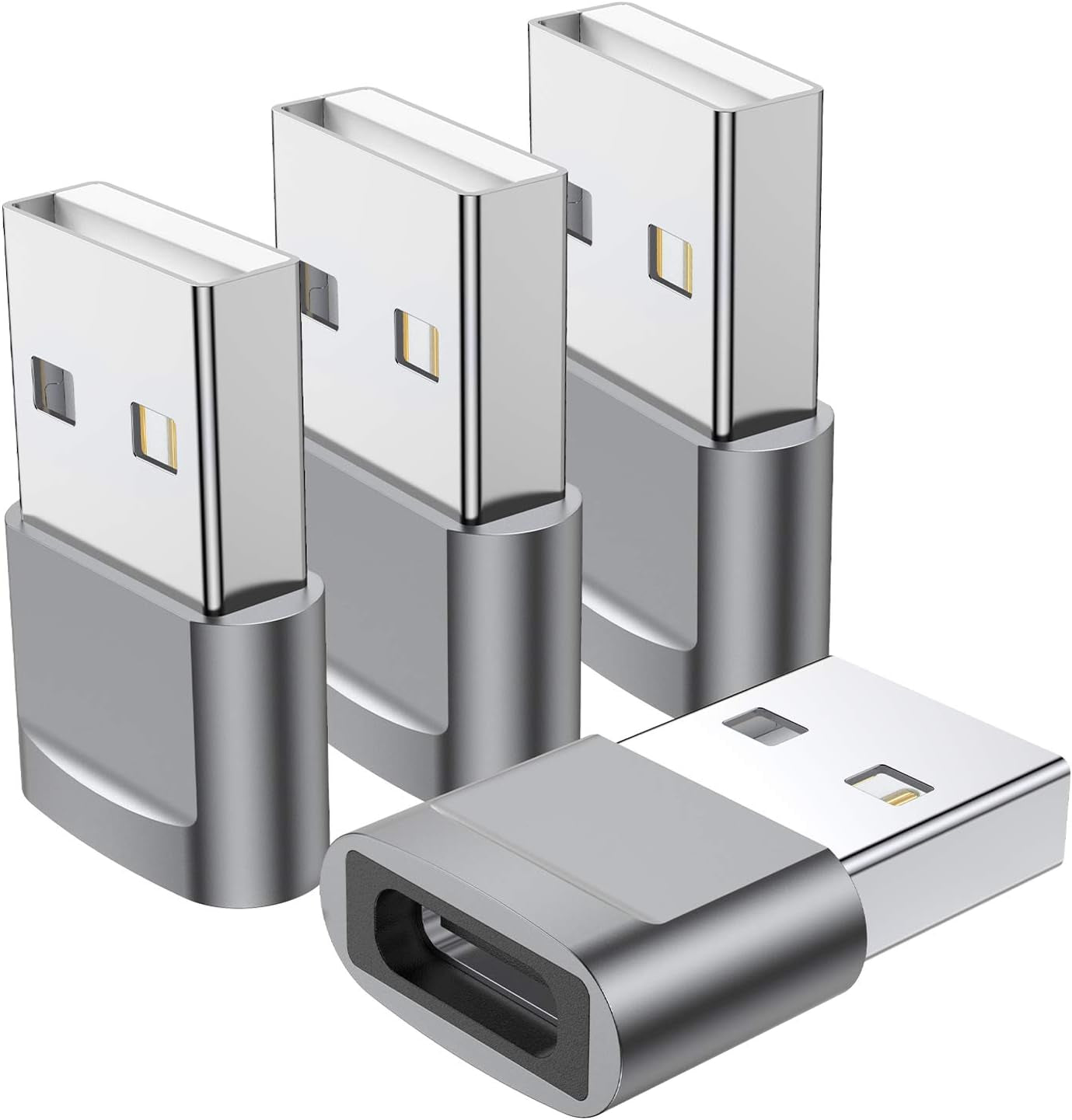USB C Female to USB Male Adapter (4-Pack) - Type C to USB A Charger Converter for iPhone 11-17 Pro Max, Samsung Galaxy S22-S25 Ultra, Apple Watch Series 7-8, AirPods, and iPad