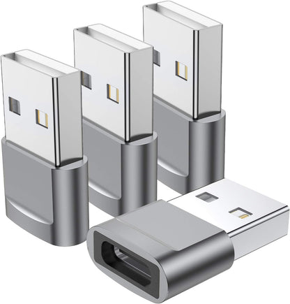 USB C Female to USB Male Adapter (4-Pack) - Type C to USB A Charger Converter for iPhone 11-17 Pro Max, Samsung Galaxy S22-S25 Ultra, Apple Watch Series 7-8, AirPods, and iPad