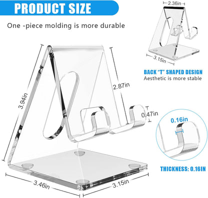 Acrylic Desk Phone Stand - Portable Holder for iPhone 15/14/13/12/11 Pro, Samsung S20+/Note10, and Tablets (1 Pack)