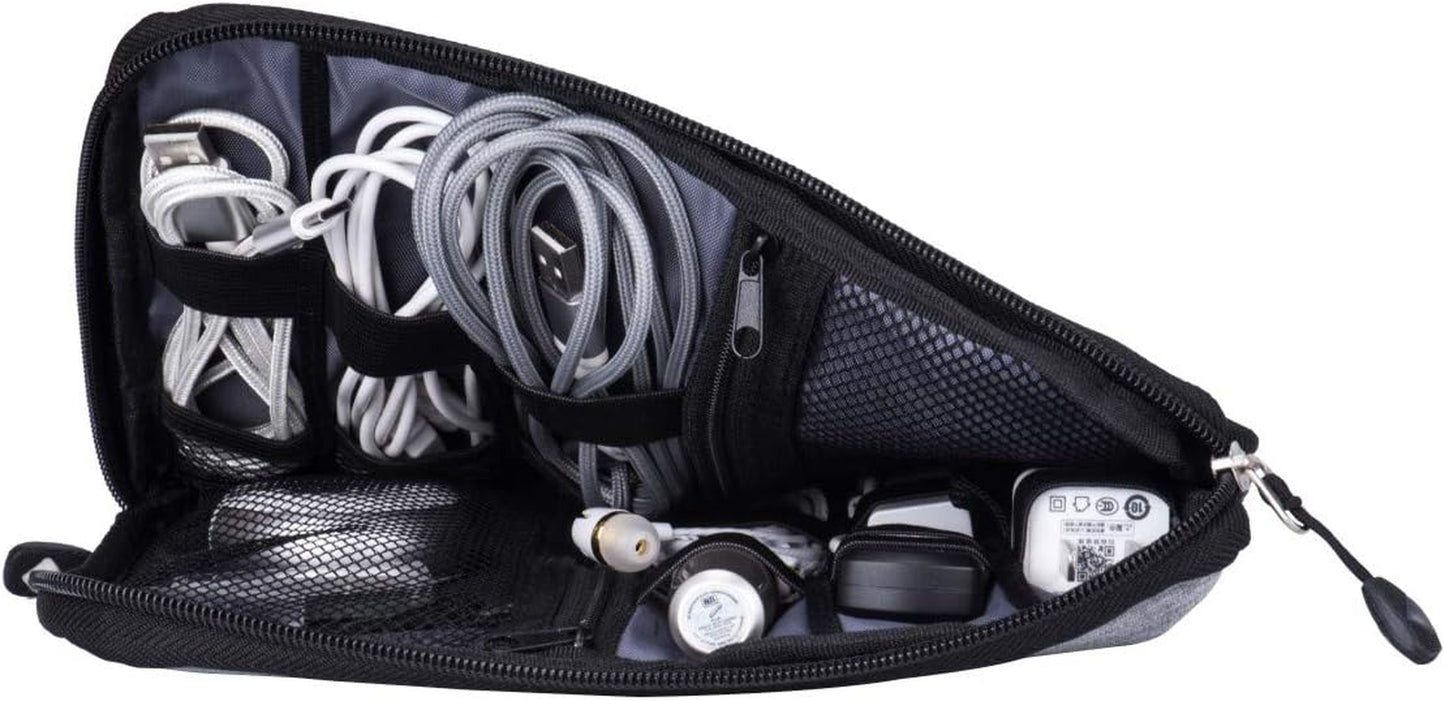 Waterproof Portable Travel Cable Organizer Bag for Electronic Accessories with 5 Cable Ties - Grey