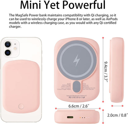 10000mAh Wireless Portable Power Bank with 18W Fast Charging and 20W Quick Charge, Includes Type-C Cable, Compatible with iPhone 12/13/14/15/16/17 Series