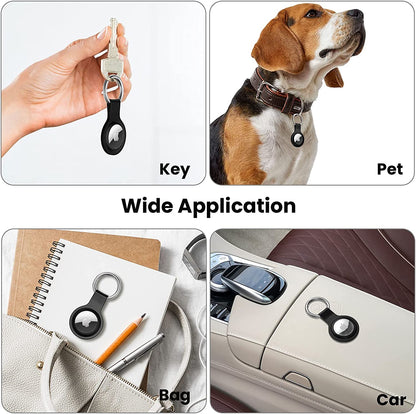 Silicone Protective Cover Case for Airtag 2021 - 4 Pack, Compatible Keychain Holder Tracker Finder in Black