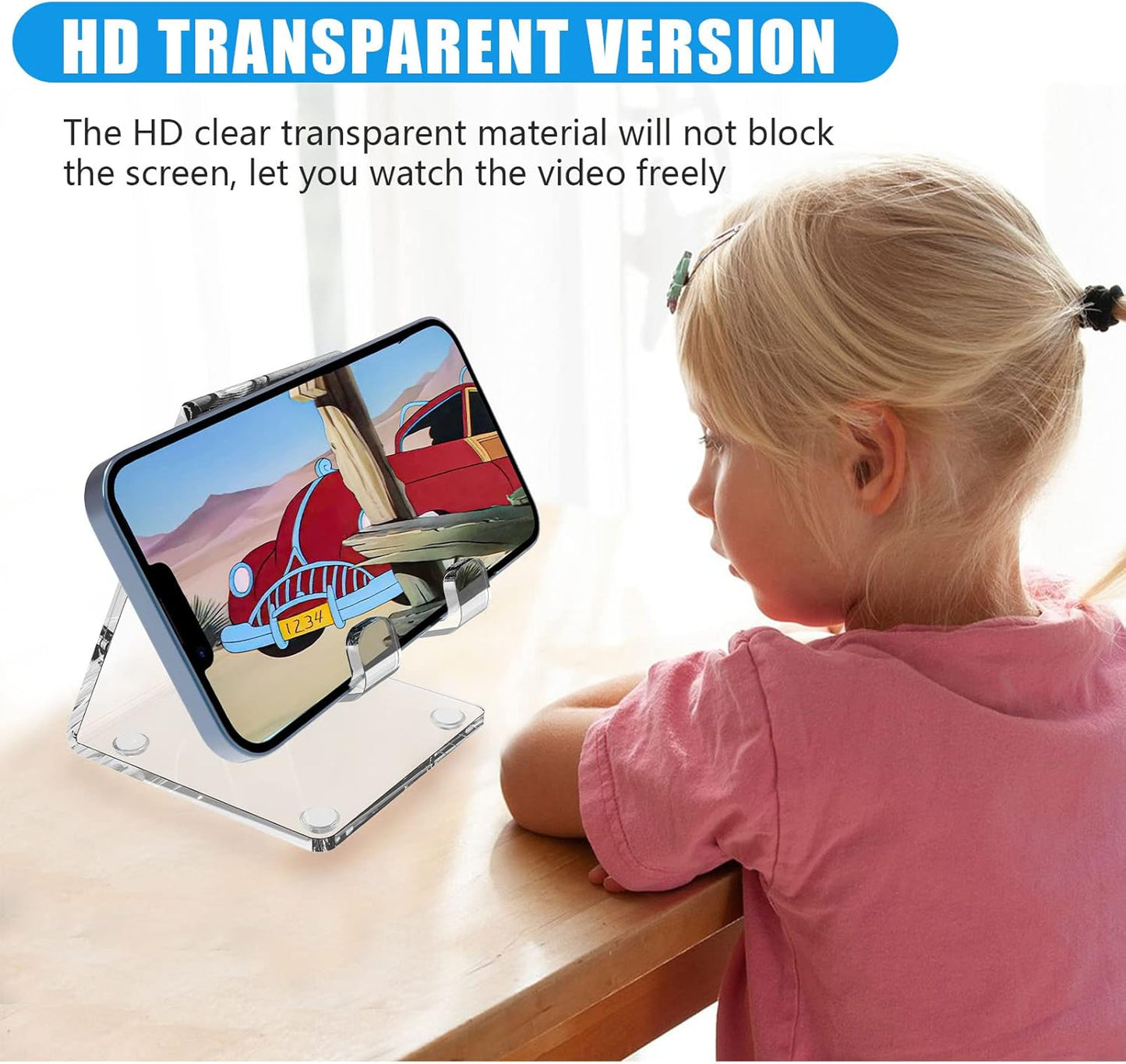 Acrylic Desk Phone Stand - Portable Holder for iPhone 15/14/13/12/11 Pro, Samsung S20+/Note10, and Tablets (1 Pack)