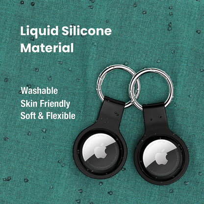 Silicone Protective Cover Case for Airtag 2021 - 4 Pack, Compatible Keychain Holder Tracker Finder in Black