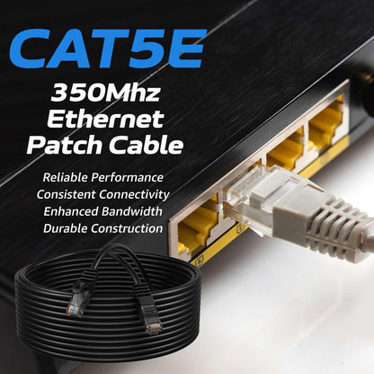 Cables Direct Online 100FT Cat5E Network Ethernet Patch Cable, 350MHz, Compatible with PC, Laptop, Modem, Router, TVs, Printer, and Gaming Consoles for Home and Office, Black