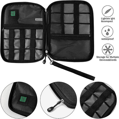 Waterproof Portable Travel Cable Organizer Bag for Electronic Accessories with 5 Cable Ties - Grey