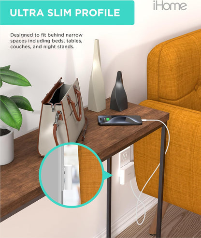 iHome Slim 4-Port USB Wall Charger - AC Pro Multiport Plug Adapter for Home and Travel