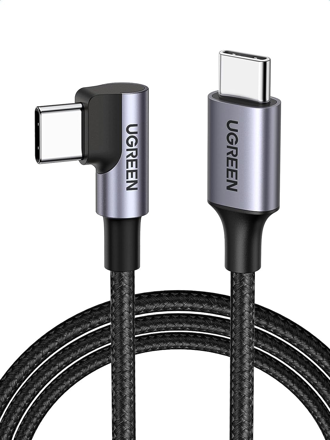 UGREEN 6.6FT Right Angle USB C Cable 2-Pack, 60W USB C to USB C 90 Degree Connector for iPhone 17/16, MacBook Pro/Air, iPad Pro 2022/Air 5/Mini 6, Galaxy S25/S24/S22, Pixel 8/7, and Switch